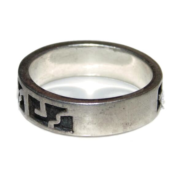 925 Vintage Estate Sterling Silver Ring Band Men Rocker Biker Size 8 - Picture 2 of 3